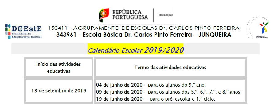 2019 07 26 CalendarioEscolar 2019 2020